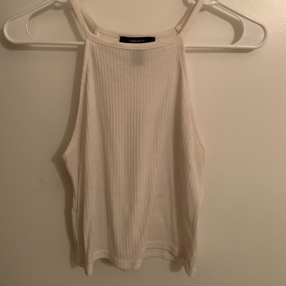 Forever 21 Cream Halter Crop Top